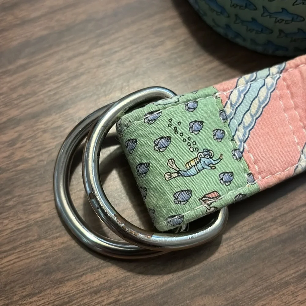 LAST CHANCE Vineyard Vines Patchwork Belt Small Canvas Pink Blue Nautical Whale